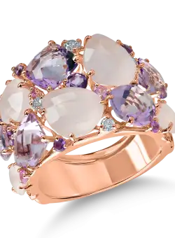 Inel din aur roz cu pietre pretioase si semipretioase de 12.3ct
