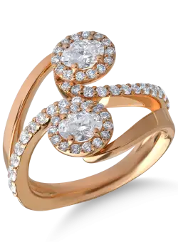 Inel din aur roz de 18K cu diamante de 1.3ct