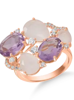 Inel din aur roz de 18K cu pietre pretioase si semipretioase de 5.8ct