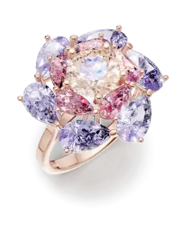 Inel floare din aur roz cu pietre semipretioase de 6.07ct