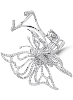 Inel fluture din aur alb de 18K cu diamante de 2.13ct