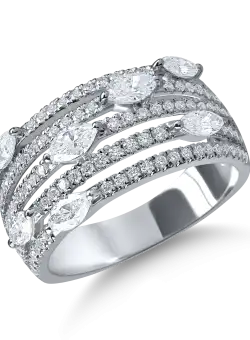 Inel geometric din aur alb cu diamante de 1.2ct