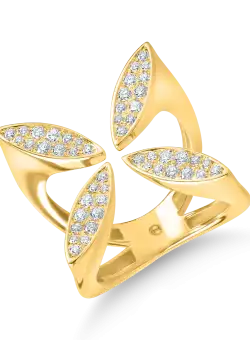 Inel geometric din aur galben cu diamante de 0.6ct