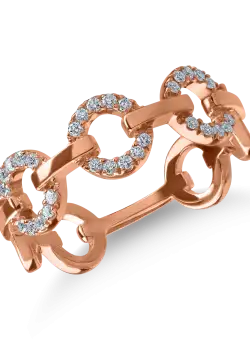 Inel microsetting cu zale din aur roz cu diamante de 0.15ct