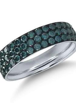 Inel semi eternity din aur alb cu diamante albastre de 0.92ct