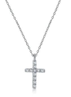Lant cu pandantiv cruce din aur alb