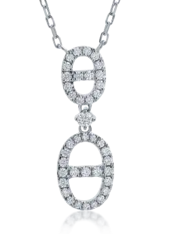 Lant cu pandantiv din aur alb cu diamante de 0.26ct