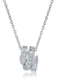 Lant cu pandantiv din aur alb cu diamante de 0.76ct