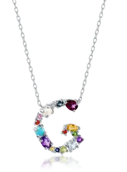 Lant cu pandantiv din aur alb cu pietre pretioase si semipretioase de 1.12ct