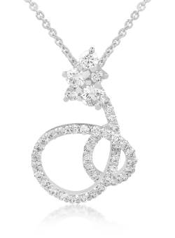 Lant cu pandantiv din aur alb de 18K cu diamante de 0.75ct