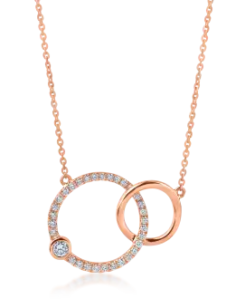 Lant cu pandantive cercuri din aur roz cu diamante de 0.2ct