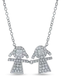 Lant cu pandantive copii din aur alb cu diamante de 0.6ct
