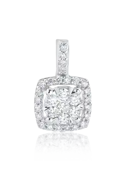 Pandantiv din aur alb de 14K cu diamante de 0.235ct