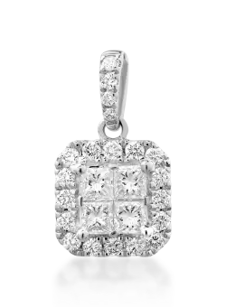 Pandantiv din aur alb de 18K cu diamante de 0.4ct