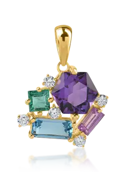 Pandantiv din aur galben cu pietre pretioase si semipretioase de 1.80ct