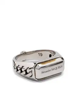 Alexander McQueen ALEXANDER MCQUEEN Chain-motif signet ring Silver