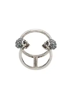 Alexander McQueen ALEXANDER MCQUEEN Double Twin Skull Ring in Antique Silver