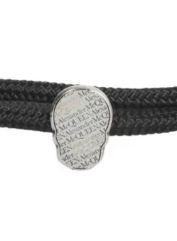 Alexander McQueen Double Round Bracelet With Skull Tag SILVER