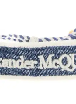 Alexander McQueen Embroidered Bracelet BLU DENIM