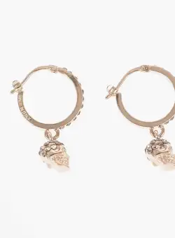 Alexander McQueen Metal Hoop Earrings With Rhinestone Embellishment Silver