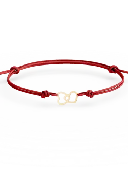 Bratara cu snur si pantantiv inimioare din aur galben