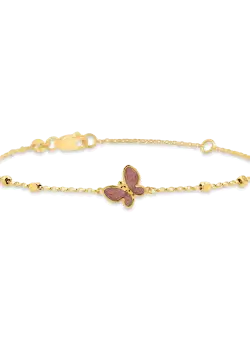 Bratara din aur galben cu bilute si pandantiv fluture