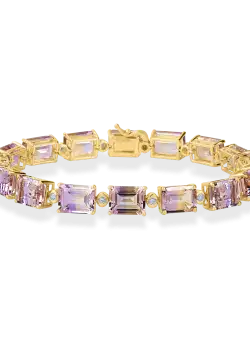 Bratara tennis din aur galben cu ametrine de 26.6ct si diamante de 0.4ct