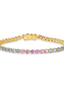 Bratara tennis din aur galben cu safire multicolore de 16.39ct