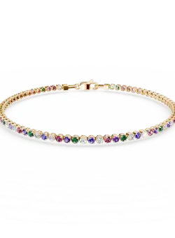 Bratara tennis din aur galben cu zirconia multicolore