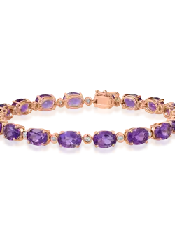 Bratara tennis din aur roz cu ametiste de 13.6ct si diamante de 0.4ct