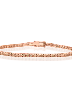 Bratara tennis din aur roz de 18K cu diamante maro de 3.5ct