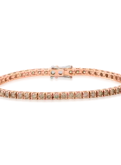 Bratara tennis din aur roz de 18K cu diamante maro de 3.75ct