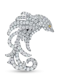 Brosa din aur alb cu diamante galbene si incolore de 1.34ct