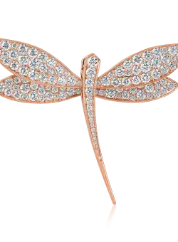 Brosa libelula din aur roz cu diamante de 3.5ct