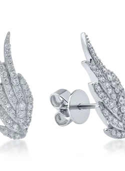 Cercei aripi din aur alb cu diamante de 0.3ct
