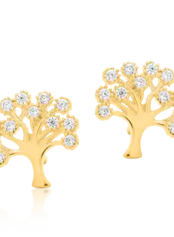 Cercei Copacul Vietii din aur galben de 14K
