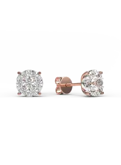 Cercei cu surub din aur alb-roz cu diamante de 0.3ct