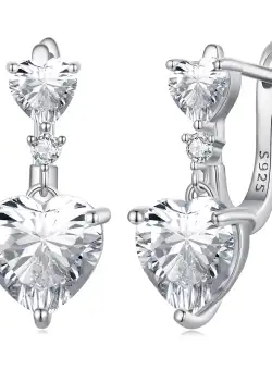 Cercei din argint Glamour Crystal Heart