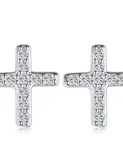 Cercei din argint Little Shinny Cross