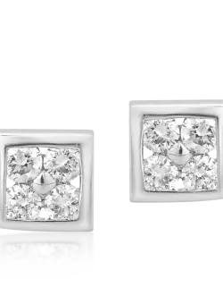 Cercei din aur alb de 18K cu diamante de 0.13ct