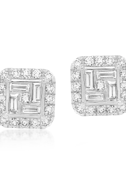 Cercei din aur alb de 18K cu diamante de 0.77ct