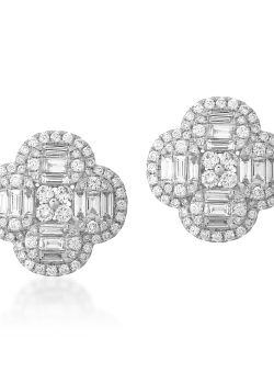 Cercei din aur alb de 18K cu diamante de 2.68ct