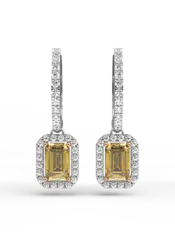 Cercei din aur alb de 18K cu safire galbene de 1.11ct si diamante de 0.37ct