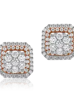 Cercei din aur alb-roz de 18K cu diamante de 0.86ct