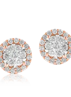 Cercei din aur alb-roz de 18K cu diamante de 1ct