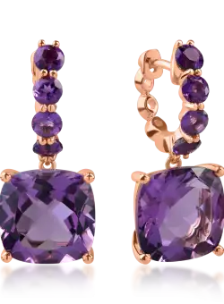 Cercei din aur roz cu ametiste de 8.3ct