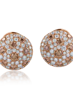 Cercei din aur roz cu diamante maro de 1.87ct si diamante transparente de 2.72ct