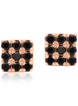Cercei din aur roz de 14K cu diamante negre de 0.146ct