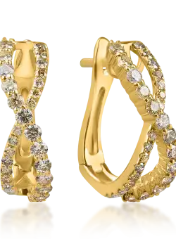 Cercei hoop din aur galben cu diamante multicolore de 1.4ct