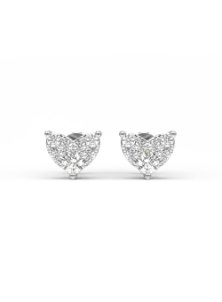 Cercei inimioare din aur alb de 14K cu diamante de 0.206ct